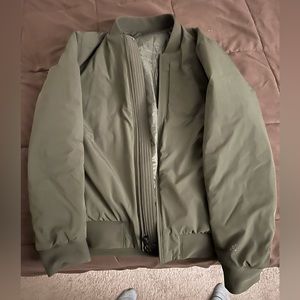 Lulu Lemon Mens Bomber Jacket- Olive